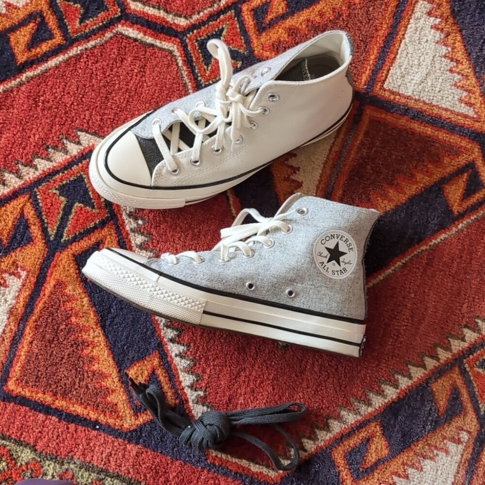 Converse Gray and White High-Top Sneakers Size 8 New